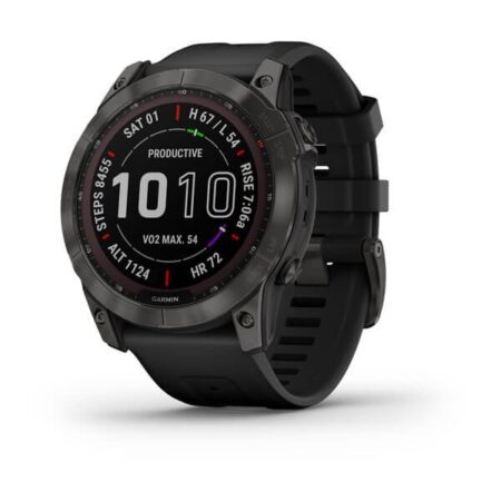 fēnix® 7X – Sapphire Solar Edition Carbon Grey DLC Titanium with Black Band