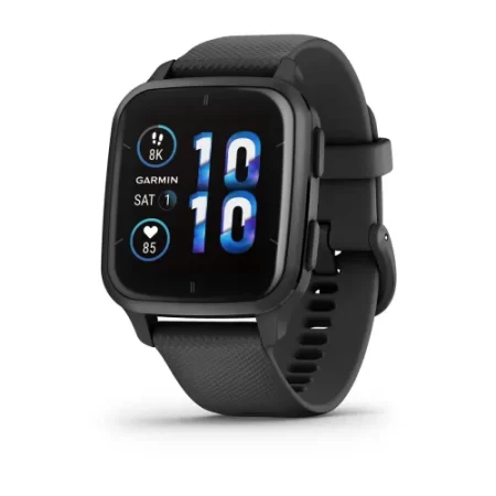 Venu® Sq 2 – Music Edition Slate Aluminium Bezel with Black Case and Silicone Band