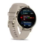 Venu® 3S Soft gold stainless steel bezel with French grey case and silicone band - Image 3