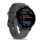 Venu® 3S Slate stainless steel bezel with pebble grey case and silicone band - Image 3