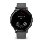Venu® 3S Slate stainless steel bezel with pebble grey case and silicone band - Image 2