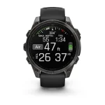 fēnix® 8 – 47 mm, AMOLED Sapphire, Carbon grey DLC titanium with Black/pebble grey silicone band - Image 2