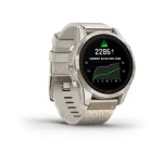 epix™ Pro (Gen 2) – Sapphire Edition | 42 mm Soft Gold with Cream Heathered Nylon Band - Image 2