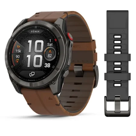 fēnix® 8 Pro – 51 mm, AMOLED Sapphire, Carbon grey DLC titanium with Chestnut leather band